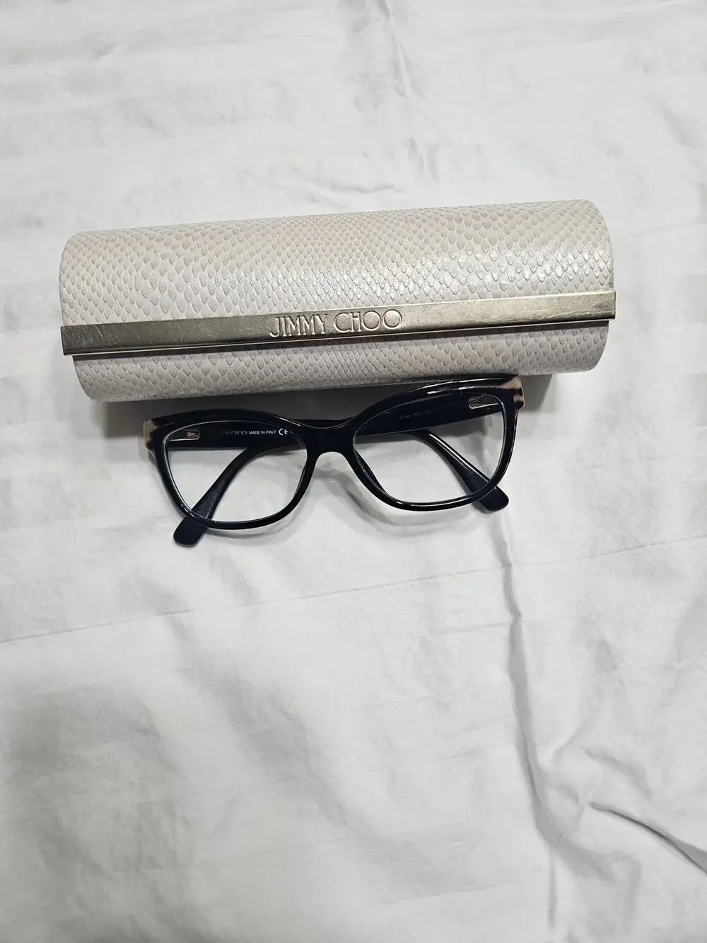 Jimmy Choo JC146 PUE 53-15-140 Eyeglasses Black Leopard Full Rim Italy w/ Case